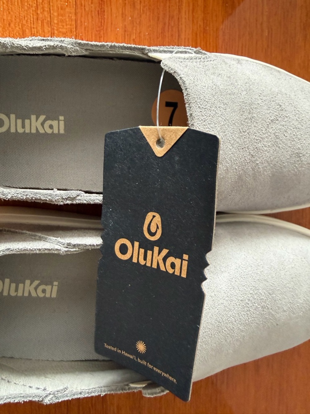 OluKai Women's Slip-On Suede Loafers in Light Gray - Picture 3 of 11